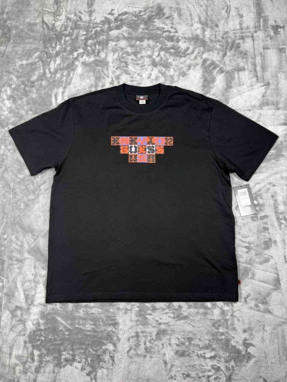 New Guess X Babylon Shirt Men's Large Black Checker Logo Graphic Tee Streetwear - Picture 1 of 14